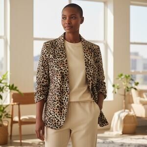 Maxim Studio leopard Print Blazer Fully lined Size Large NWT